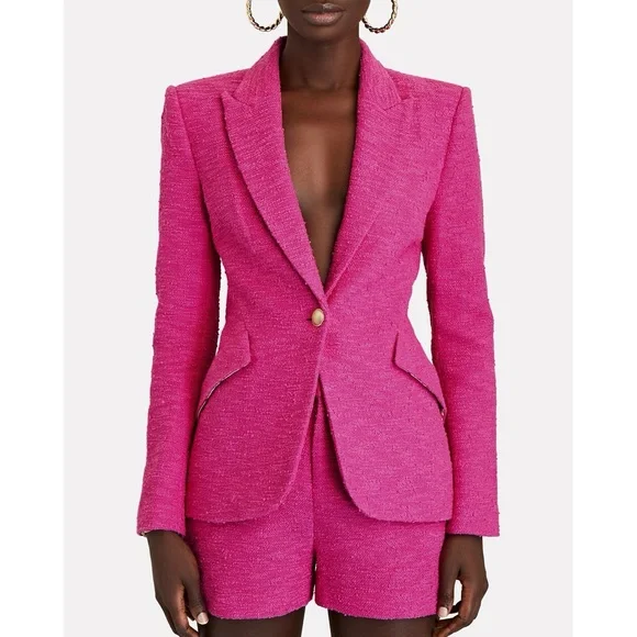 L’Agence Chamberlain Pink Tweed Blazer Jacket Womens 8 - Picture 1 of 7